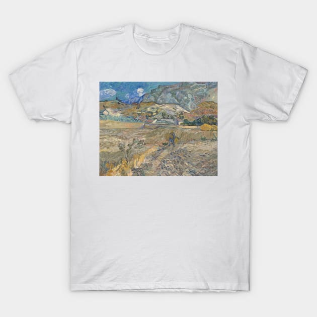 Landscape at Saint-Remy (Enclosed Field with Peasant) by Vincent van Gogh T-Shirt by Classic Art Stall